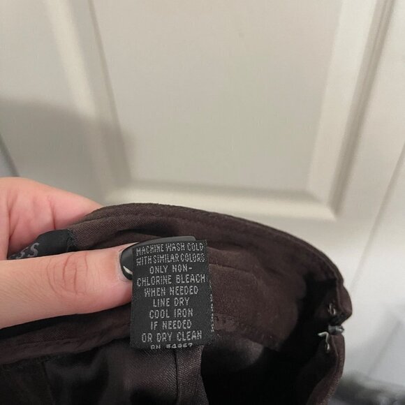 Express Womens Vintage Brown Y2K Faux Suede High Rise Straight Leg Pants Sz 1/2 - Picture 4 of 8